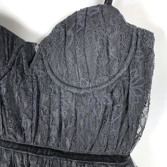 SAU LEE Selena‎ Lace Dress Black Sleeveless Bustier Maxi Cocktail Sz 2 - Picture 9 of 14